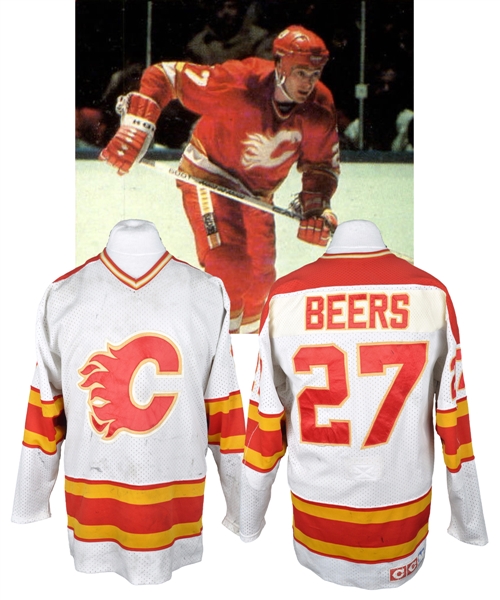 Ed Beers Circa 1984 Calgary Flames Game-Worn Jersey - Nice Game Wear!