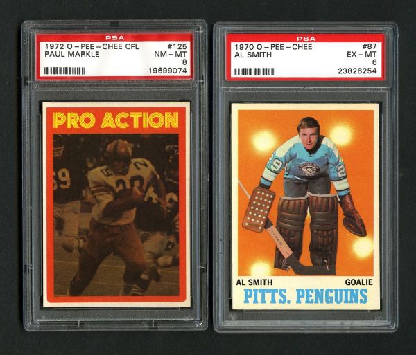 O-Pee-Chee 1969-72 Hockey / Football Card Collection of 42 Including PSA-Graded Cards