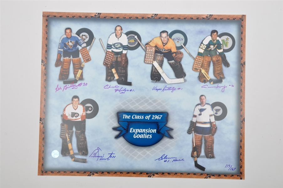 "The Class of 1967" Expansion Goalies Multi-Signed LE Photo #119/167 and Red Wings "Hockeytown No Limits" Multi-Signed Framed Display