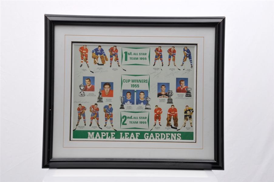 1955 NHL All-Stars Multi-Signed Framed Display with Rocket Richard, Kennedy and Geoffrion (23" x 27")