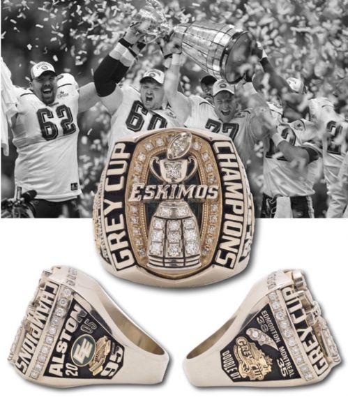 Charles Alstons 2005 Edmonton Eskimos Grey Cup Championship 10K Gold and Diamond Ring