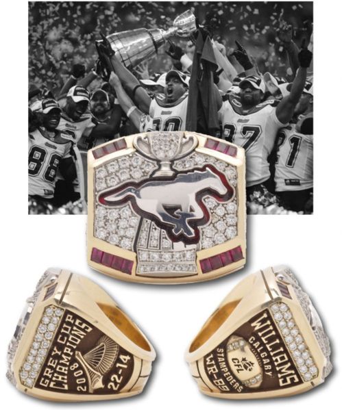 Reggie Williams 2008 Calgary Stampeders Grey Cup Championship 10K Gold and Diamond Ring