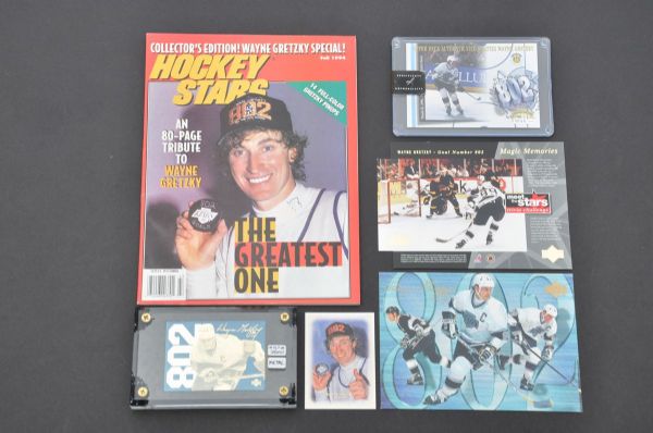 Wayne Gretzky "802 Goals" Hockey Card and Memorabilia Collection of 6