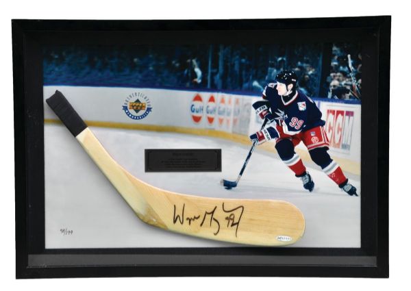 Wayne Gretzky New York Rangers Signed Limited-Edition Puck and Stick Blade Framed Displays (2) with UDA COAs