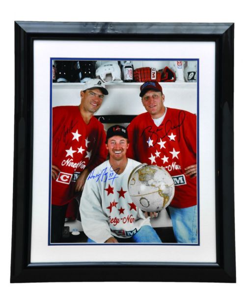 Wayne Gretzky, Mark Messier and Brett Hull Triple-Signed "Ninety-Nine Tour" <br>Limited-Edition Framed Photo #10/11 with WGA COA (23 1/2" x 27 1/2")