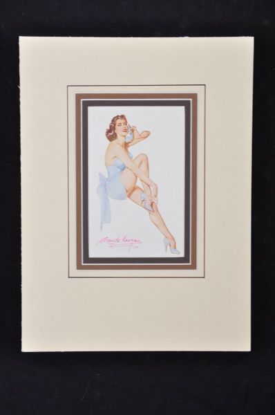 Alberto Vargas Signed Brunette Vargas Girl Embossed Postcard with JSA LOA