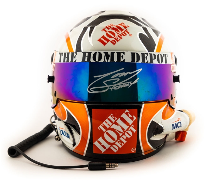 Tony Stewart’s 2002 NASCAR Winston Cup Series Home Depot Joe Gibbs Racing Signed Race-Worn Simpson Helmet – Championship Season! 
