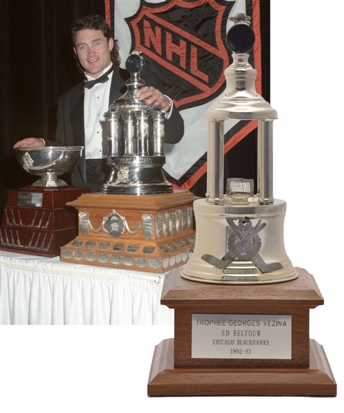 Ed Belfours 1992-93 Chicago Black Hawks Vezina Trophy (13")