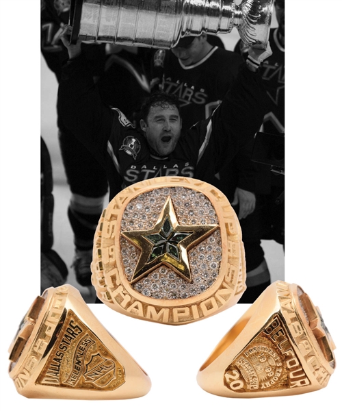 Ed Belfours 1998-99 Dallas Stars Stanley Cup Championship 14K Gold and Diamond Ring with Presentation Box