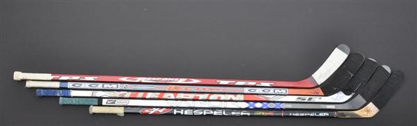 Jovanovskis Canucks, Schneiders Red Wings, Pitkanens Phantoms, Johnsons Kings and McCabes Maple Leafs Game-Used Sticks