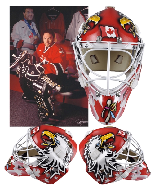 Ed Belfours 2002 Winter Olympics Team Canada Game-Worn Warwick Goalie Mask