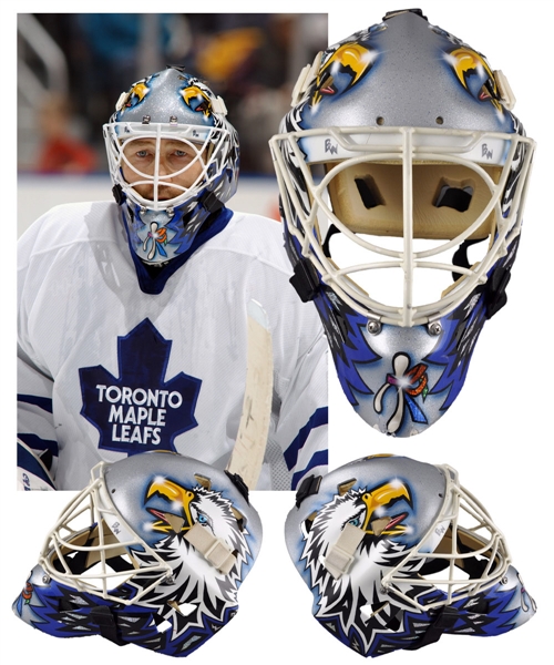 Ed Belfours 2003-04 Toronto Maple Leafs Game-Worn Warwick Goalie Mask - Photo-Matched!