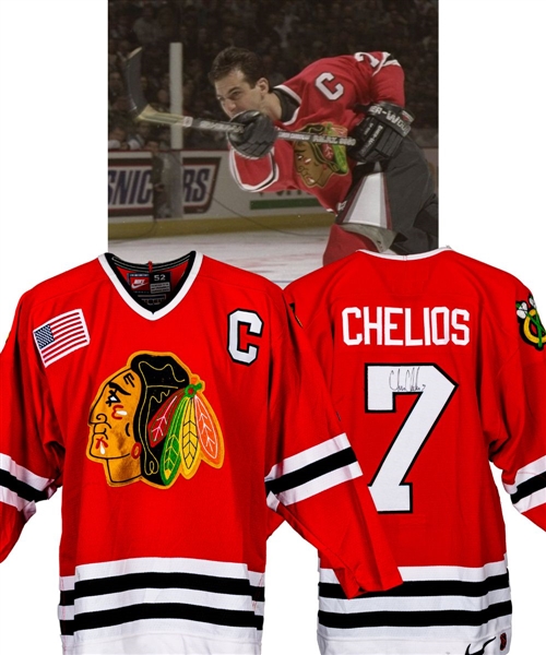 Chris Chelios’ 1998 NHL All-Star Game Skills Competition Signed Chicago Black Hawks Game-Worn Captains Jersey - Team Repairs! – Video-Matched!