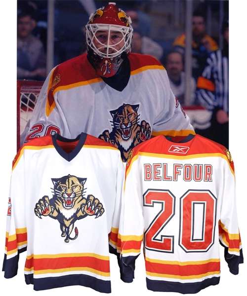 Ed Belfours 2006-07 Florida Panthers Game-Worn Jersey - Worn in 25th Win of Season / 482nd Career Win