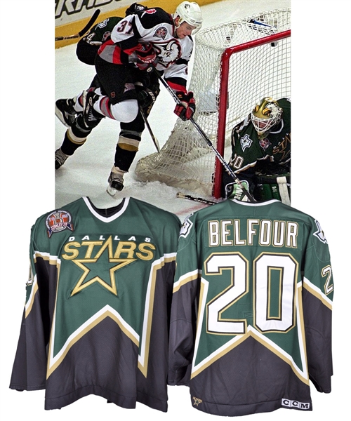 Ed Belfours 1998-99 Dallas Stars Stanley Cup Finals Game-Worn Jersey - Photo-Matched!