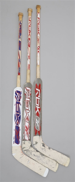 Ed Belfours 2006-07 Florida Panthers Reebok Game-Used Stick Collection of 3 with His Signed LOA