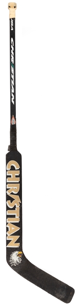 Ed Belfours Early-2000s Dallas Stars Christian Game-Used Stick from His Personal Collection with His Signed LOA