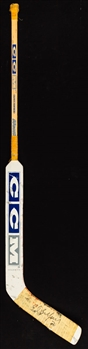 Ed Belfours Early-to-Mid-2000s Toronto Maple Leafs CCM Heaton Game-Used Signed Stick with His Signed LOA 