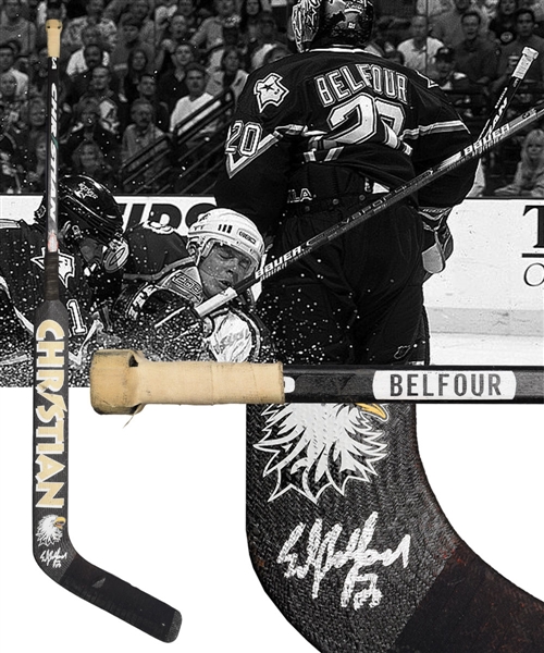 Ed Belfours May 25th 2000 Dallas Stars Signed Game-Used Christian Playoffs Stick from Western Conference Final Game #6