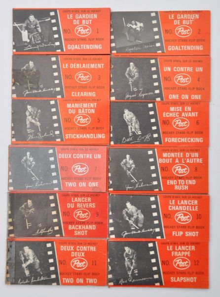 1967-68 Post Cereal Hockey Stars Flip Books Complete Set of 12