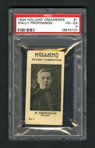 1924-25 Holland Creameries Hockey Card #1 Wally Fridfinnson - Graded PSA 4 - Highest Graded!