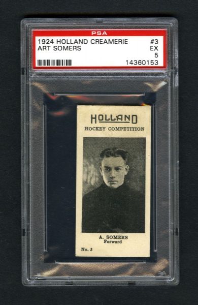 1924-25 Holland Creameries Hockey Card #3 Art Somers - Graded PSA 5 - Highest Graded!