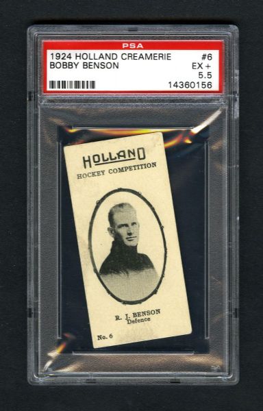 1924-25 Holland Creameries Hockey Card #6 Bobby Benson - Graded PSA 5.5 - Highest Graded!