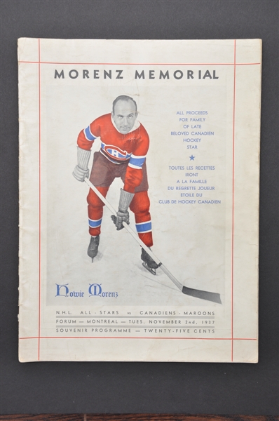 1937 Howie Morenz Memorial Game Program (9" x 12")