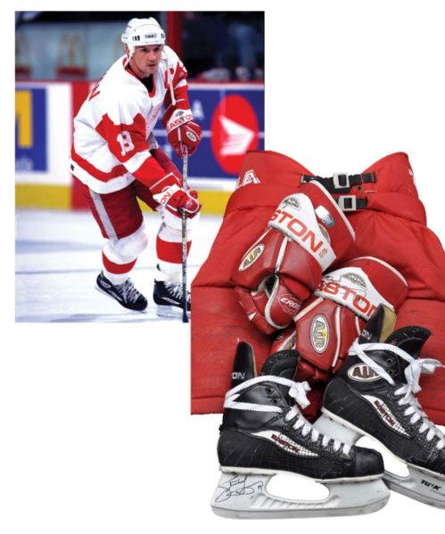 Steve Yzermans 1990s Detroit Red Wings Game-Used Skates, Gloves and Pants