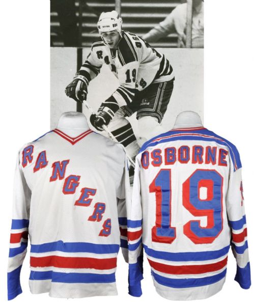 Mark Osbornes Mid-1980s New York Rangers Game-Worn Jersey - 25+ Team Repairs!