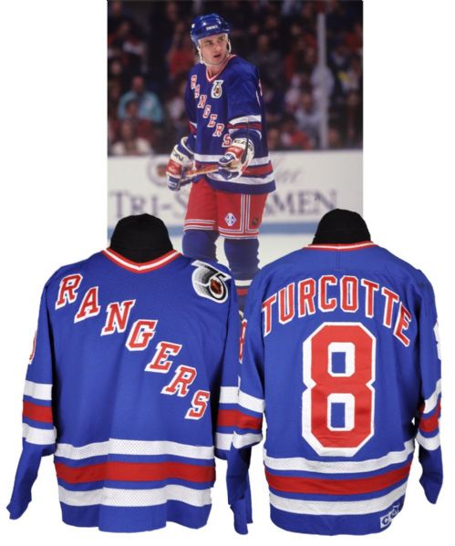 Darren Turcottes 1991-92 New York Rangers Game-Worn Jersey - 75th Patch!