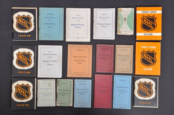 1929-69 Hendy Guide and NHL Official Rule Book Collection of 19
