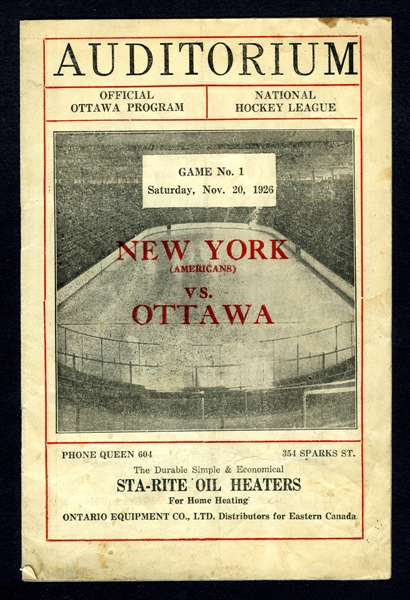 Vintage Hockey Program Collection of 3 with 1926-27 Ottawa Senators vs Americans Program