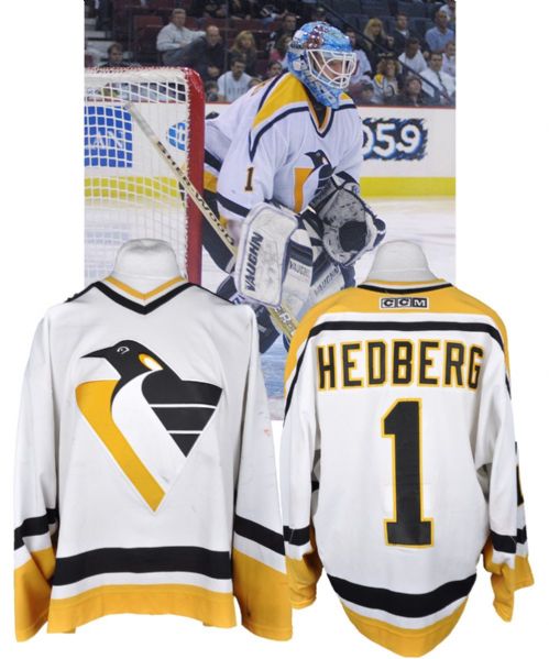 Johan Hedbergs 2000-01 Pittsburgh Penguins Game-Worn Rookie Season <br>Playoffs Jersey - Photo-Matched!