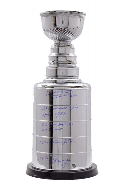 Bobby Hull Signed Limited-Edition Huge Stanley Cup Replica with Special Inscriptions