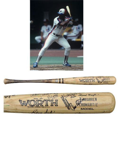 Warren Cromarties Montreal Expos Worth Game-Used Bat Multi-Signed by 9 Montreal Expos from 1981