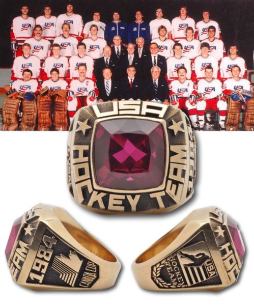 Tommy Ivans 1984 Team USA Hockey Team Canada Cup 10K Gold Ring