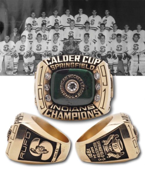 Springfield Indians 1990-91 AHL Calder Cup Championship 10K Gold and Diamond Ring