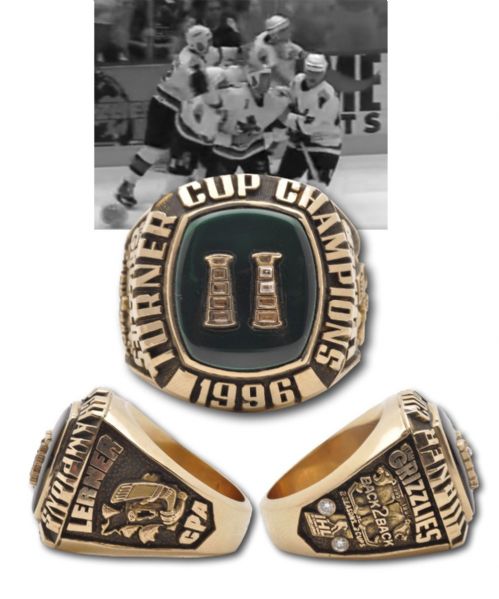 Utah Grizzlies 1995-96 IHL Turner Cup Championship 10K Gold and Diamond Ring