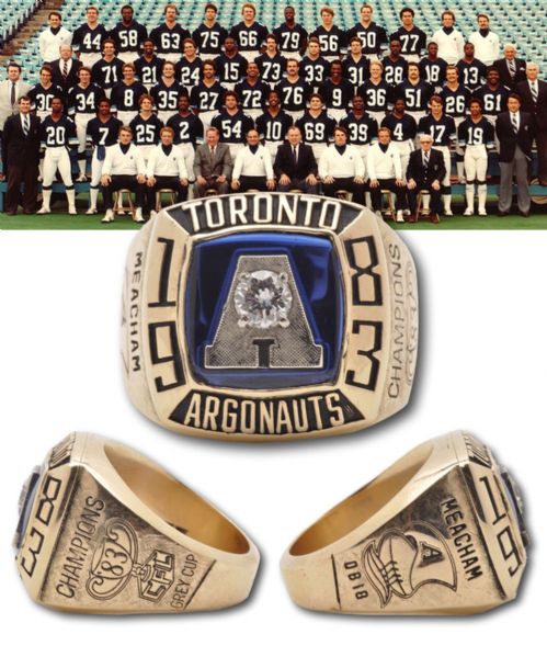 Lamont Meachams 1983 Toronto Argonauts Grey Cup Championship 10K Gold and Diamond Ring