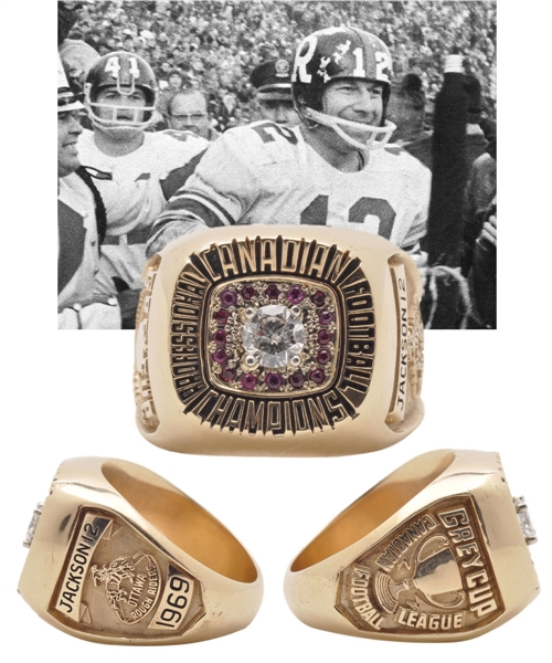 Ottawa Rough Riders 1969 Grey Cup Championship 10K Gold and Diamond Ring Attributed to HOFer Russ Jackson