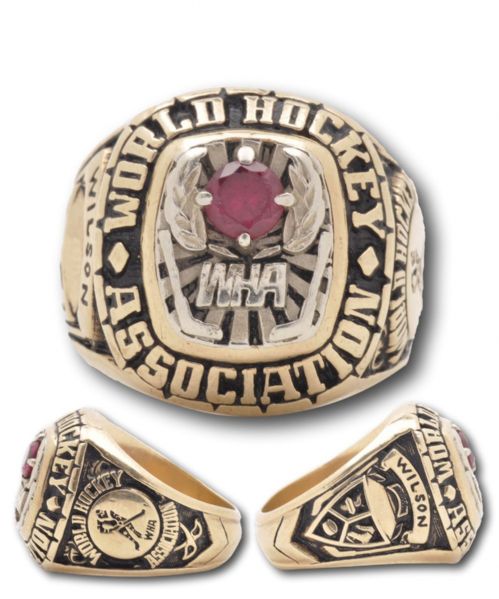 Johnny Wilsons 1979 World Hockey Association 10K Gold Ring To Commemorate NHL Merger