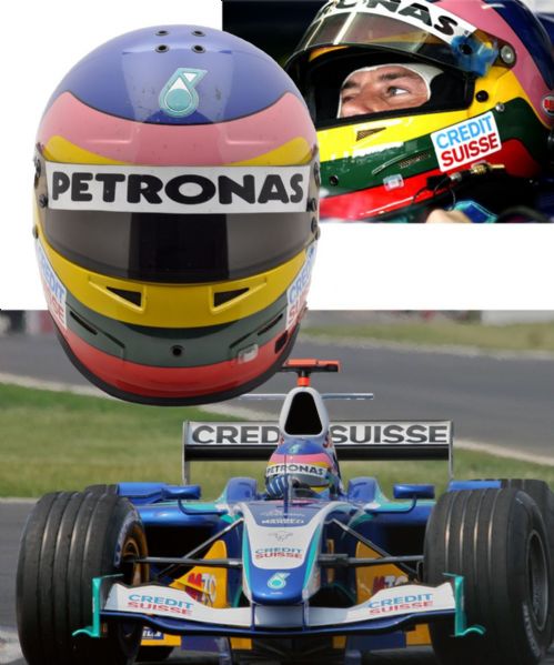 Jacques Villeneuve’s 2005 Credit Suisse Sauber Petronas Bell Race-Worn Helmet <br>– Photo-Matched!