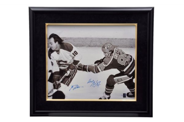 Wayne Gretzky and Guy Lafleur Dual-Signed Limited-Edition Framed Print on Canvas #60/99 with WGA COA (28 1/2" x 32 1/2")