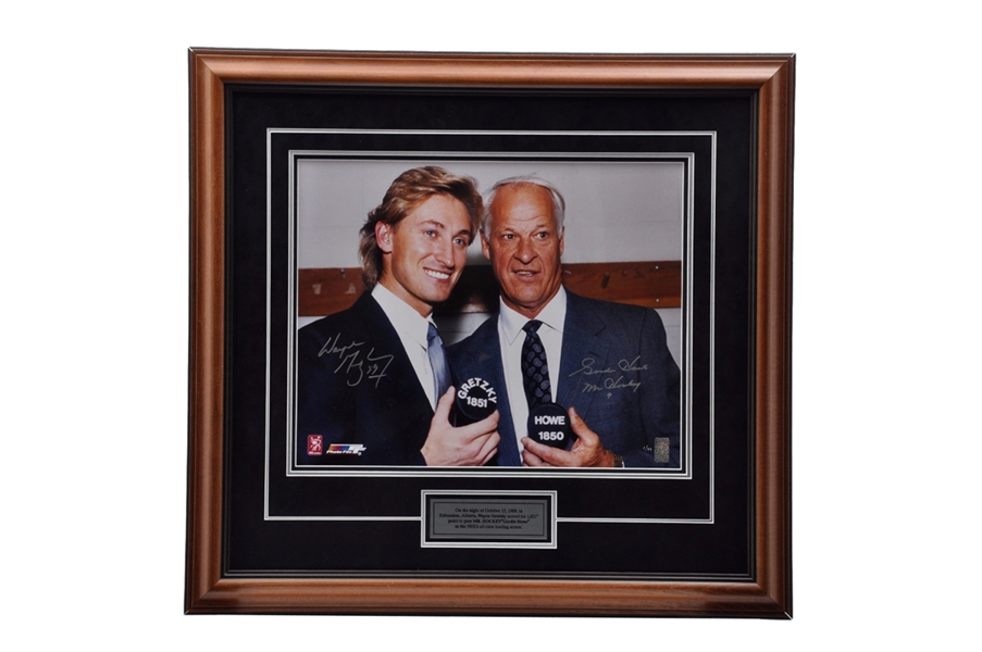 Wayne Gretzky and Gordie Howe Dual-Signed "1851 and 1850" Limited-Edition Framed Photo with WGA COA #1/99 (28 1/2" x 30 1/2")