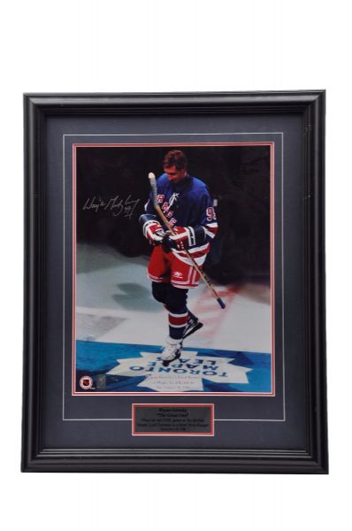 Wayne Gretzky Signed New York Rangers "Final Game at Maple Leaf Gardens" <br>Limited-Edition Framed Display #96/99 with WGA COA (24" x 30")