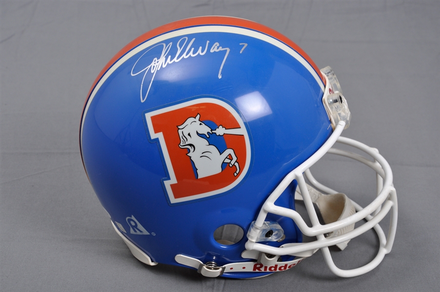John Elway Signed Denver Broncos Riddell Full Size Helmet with JSA LOA