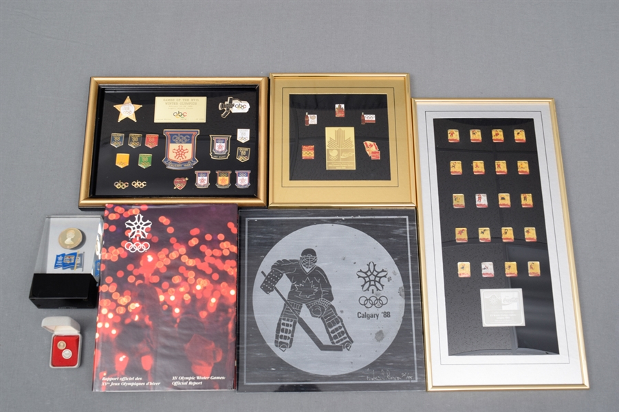 1988 Calgary Olympics Memorabilia Collection with Official Report, Pin Sets and More