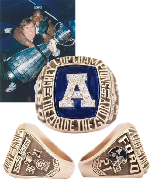 Darryl Fords 1991 Toronto Argonauts Grey Cup Championships 10K Gold and Diamond Ring