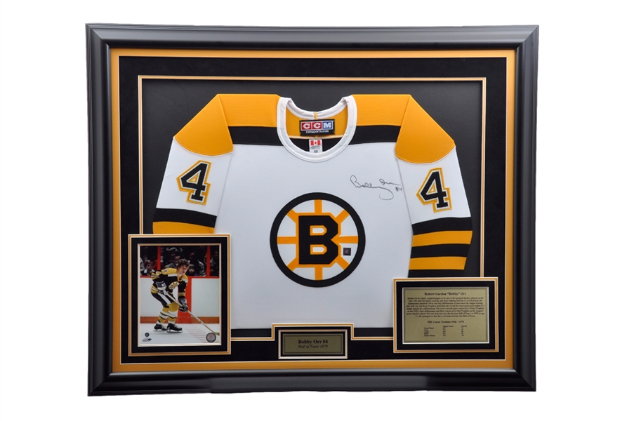 Bobby Orr Signed Boston Bruins Framed Jersey Display from GNR (37" x 45")